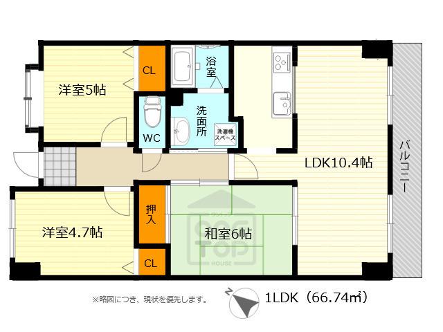 ヴィオラ千里(3LDK/5階)の間取り写真