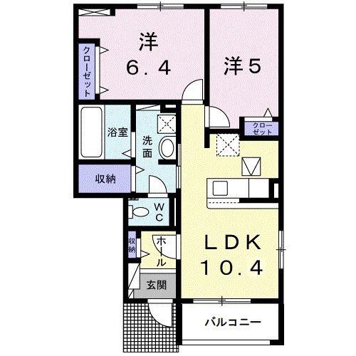 スズラン C(2LDK/1階)の間取り写真