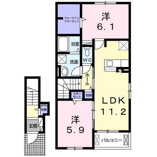 アオラニB(2LDK/2階)の間取り写真