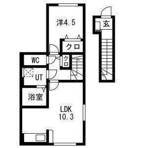 T・MハウスI(1LDK/2階)の間取り写真