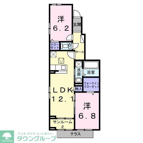 ベル・コリーヌB(2LDK/1階)の間取り写真