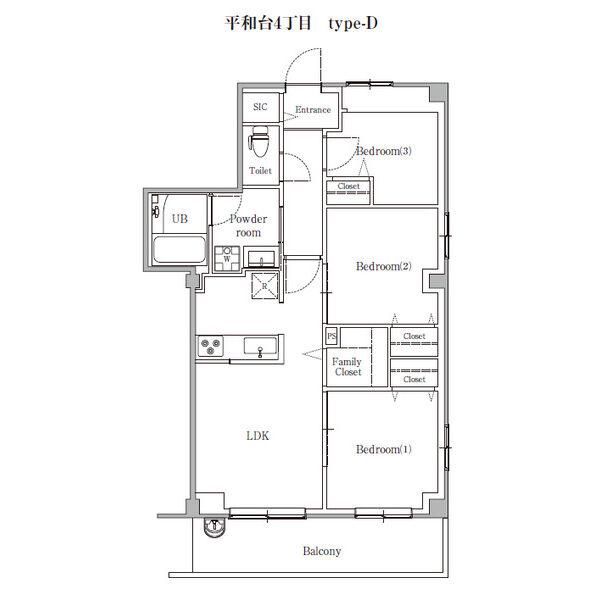 COCOWA平和台(3LDK/3階)の間取り写真