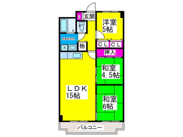 サンライズガーデン三国ヶ丘(3LDK/6階)の間取り写真