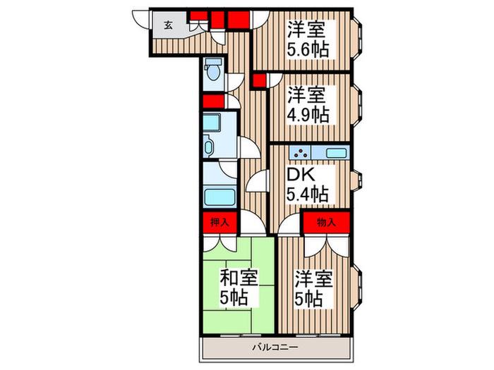 グランドマンション中内出(4DK/4階)の間取り写真