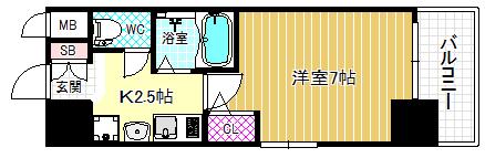 エスリード南森町駅前(1K/10階)の間取り写真