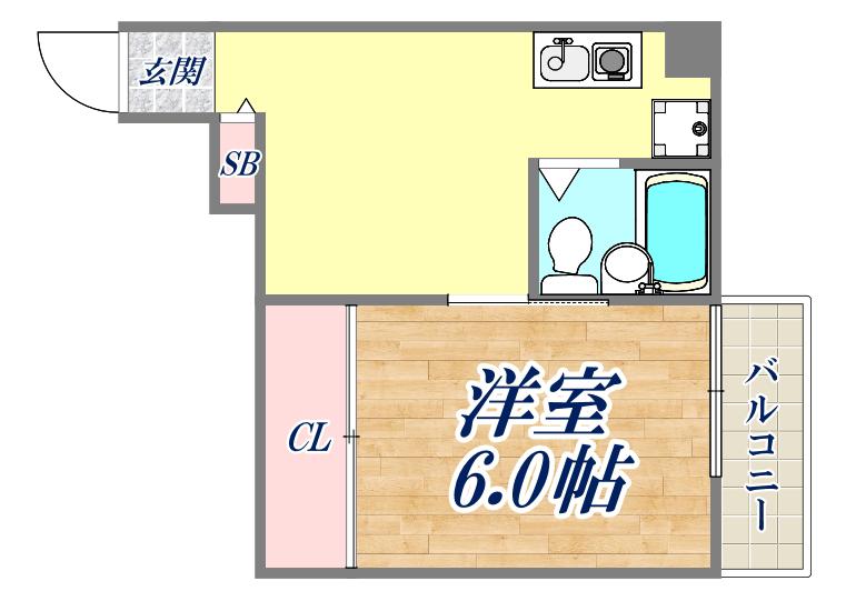 パラツィーナ立花(1DK/4階)の間取り写真