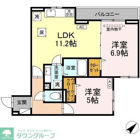 D PAINA 菅A(2LDK/2階)の間取り写真