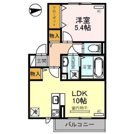 ハイツ・リヴェール(1LDK/2階)の間取り写真
