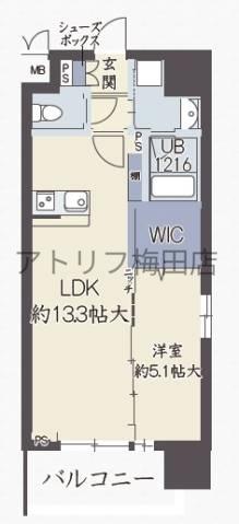 LE CEDRE天神橋(1LDK/4階)の間取り写真