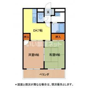 サンライズ久喜I(2DK/1階)の間取り写真