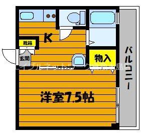 ガーディニアシティ稲荷町(1K/4階)の間取り写真