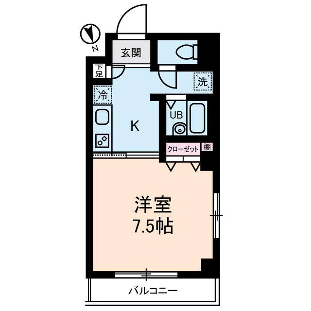 メゾンヌーヴェル(1K/4階)の間取り写真