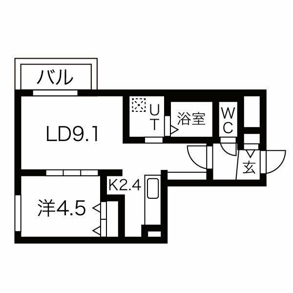 ブランシャールEK琴似(1LDK/4階)の間取り写真