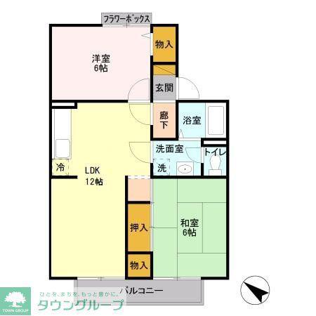 メゾンパークス東大宮(2LDK/2階)の間取り写真