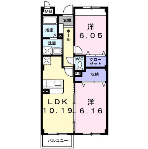 グレイスタキオン(2LDK/2階)の間取り写真