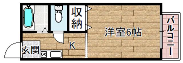 シティーハイツ天神(1K/2階)の間取り写真