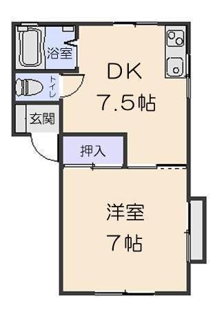 カトレアK(1DK/2階)の間取り写真
