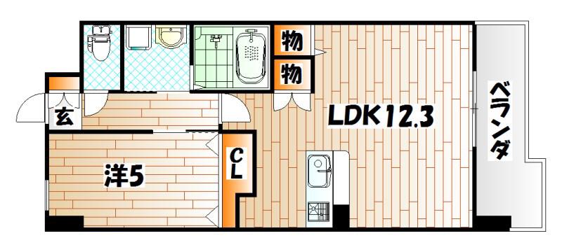 REGARIA KOKURAKITA CENTER PLACE(1LDK/6階)の間取り写真