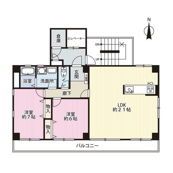 垣戸マンション(2LDK/4階)の間取り写真