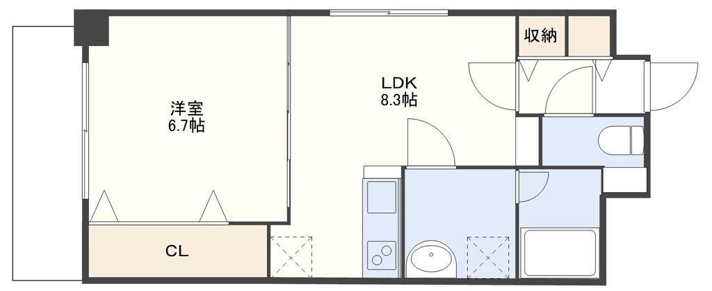 カルディア宝町(1LDK/4階)の間取り写真