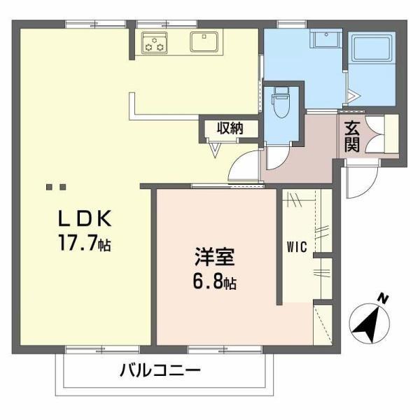 ル・マルシェA棟(1LDK/2階)の間取り写真