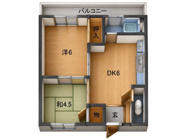 丸山コーポラス(2DK/1階)の間取り写真