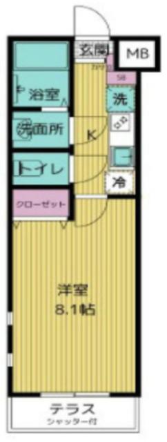 リンクフィールド井の頭(1K/1階)の間取り写真