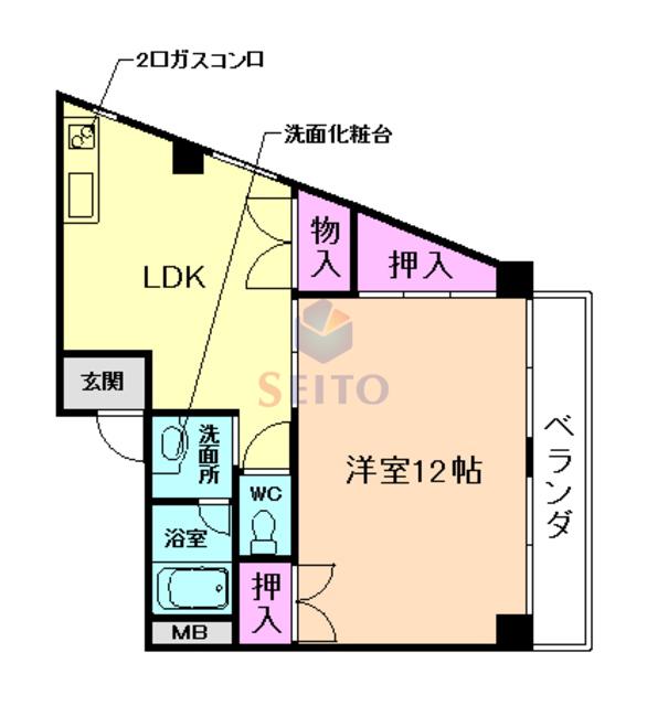 ヴィラ豊中(1LDK/3階)の間取り写真