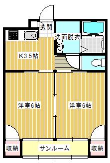 R・ASAHIGAOKA 2(2K/2階)の間取り写真