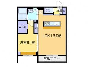 アールフィーノ中の島(1LDK/4階)の間取り写真