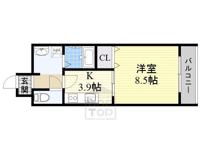 アンプルールクラージュ別府(1K/1階)の間取り写真
