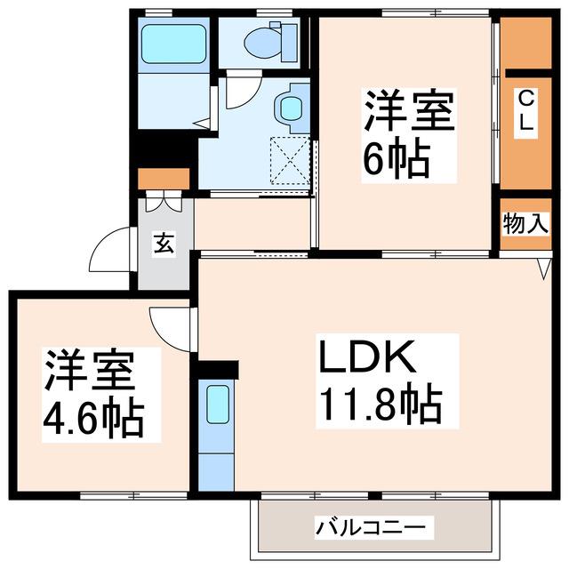 ラフォーレ雅 (2LDK/2階)の間取り写真