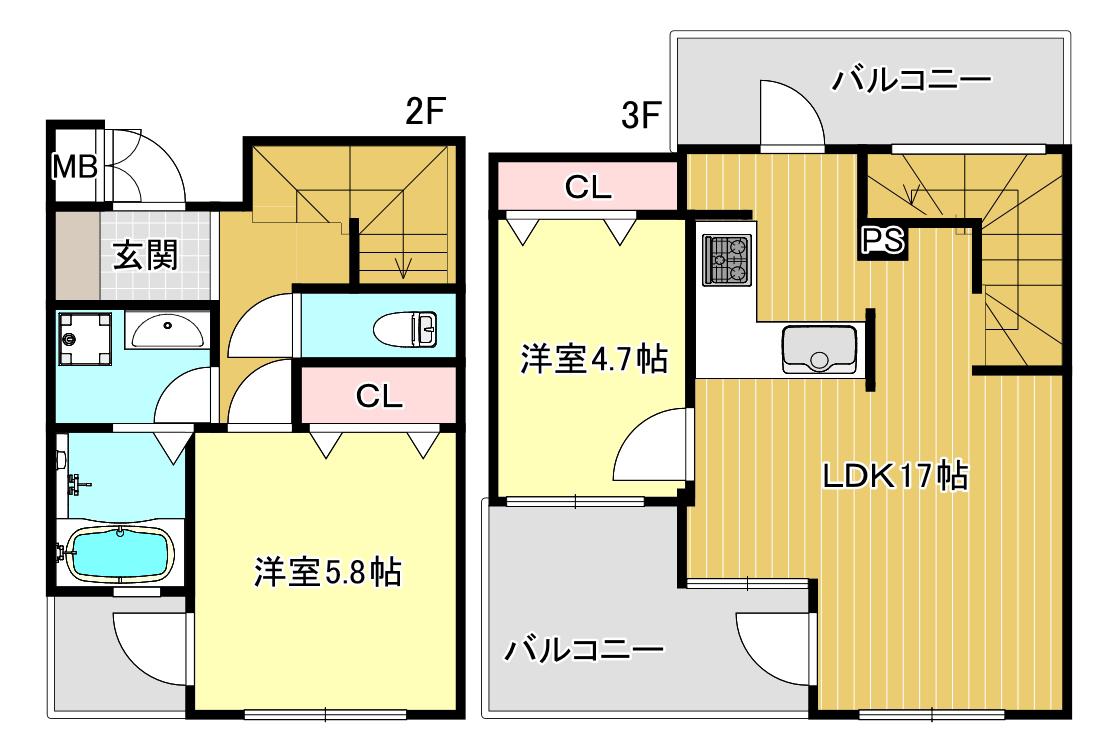 RESIDENZA R(2LDK/2階)の間取り写真