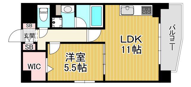 GRAND-PLACE京橋(1LDK/1階)の間取り写真