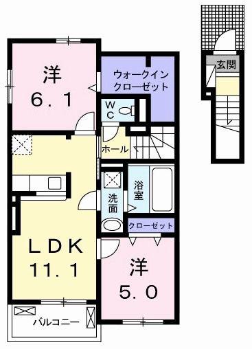 ピーコック III(2LDK/2階)の間取り写真