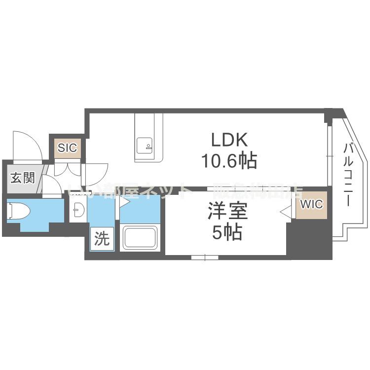 フェルザ福島(1LDK/4階)の間取り写真