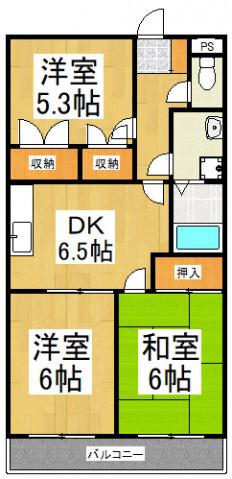 グランシャリオ壱番館(3DK/1階)の間取り写真