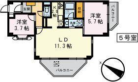ライオンズマンションつきみ野の森第2(2LDK/1階)の間取り写真