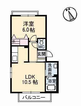 シャーメゾン大供(1LDK/1階)の間取り写真