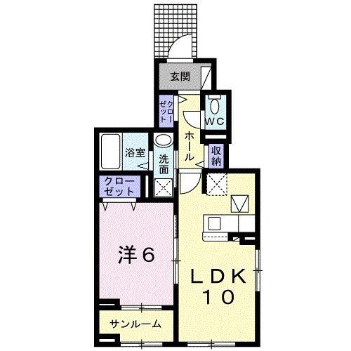 ラ・グリシーナ(1LDK/1階)の間取り写真