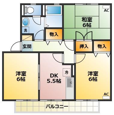 ヴェルドミール・レクス(3DK/2階)の間取り写真