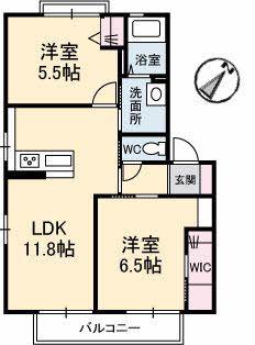 メゾンうえたII(2LDK/2階)の間取り写真