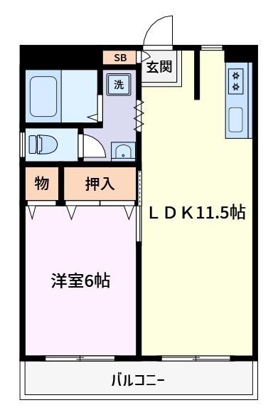 第一日東ハイツ(1LDK/4階)の間取り写真