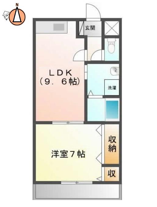 マリベール山城(1LDK/2階)の間取り写真