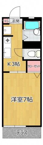 アルカディア宮崎台(1K/1階)の間取り写真