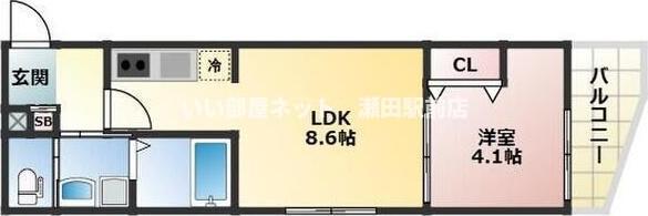 ALEGRIA大津(1LDK/2階)の間取り写真