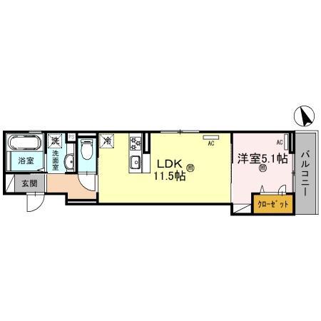 D`S安田(1LDK/3階)の間取り写真