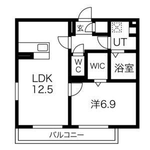 COLN KURAKUEN ウエスト(1LDK/2階)の間取り写真