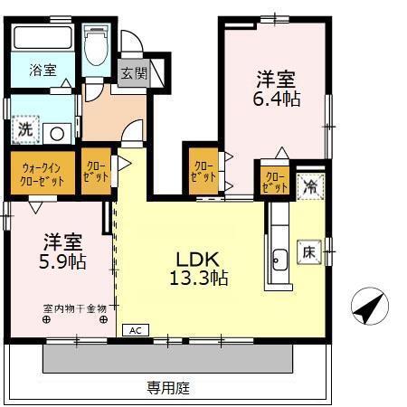 ANSE VATA(2LDK/1階)の間取り写真