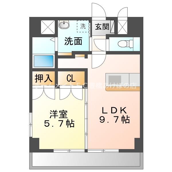 ロイヤルタワーII(1LDK/5階)の間取り写真